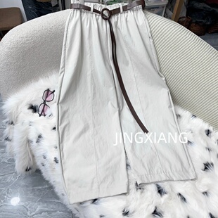 配腰带休闲风薄款 高质感穿搭松紧长裤 1670 休闲裤 AOSER时尚