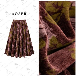 AOSER休闲慵懒风扎染高腰复古印花女装 半身裙长裙3021