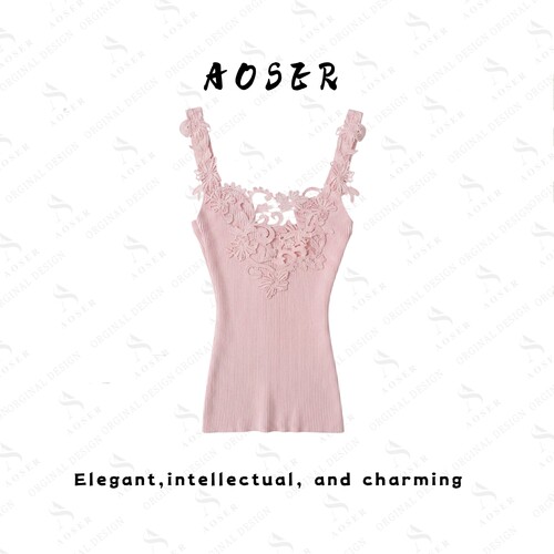 AOSER 性感风蕾丝拼接针织吊带背心女内搭打底上衣夏季新款XM001
