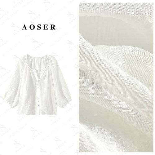 AOSER 新款法式设计感简约宽松百搭减龄单排扣纯色衬衫女8798