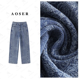 百搭街头简约风阔腿牛仔裤 时尚 20172 腰果花女装 AOSER水洗牛仔裤