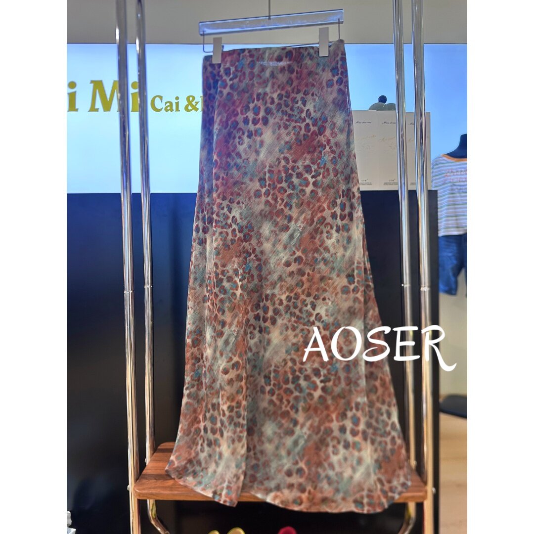 AOSER时尚气质百搭休闲印花女装显瘦蓝波点女装半身裙0189-20图片
