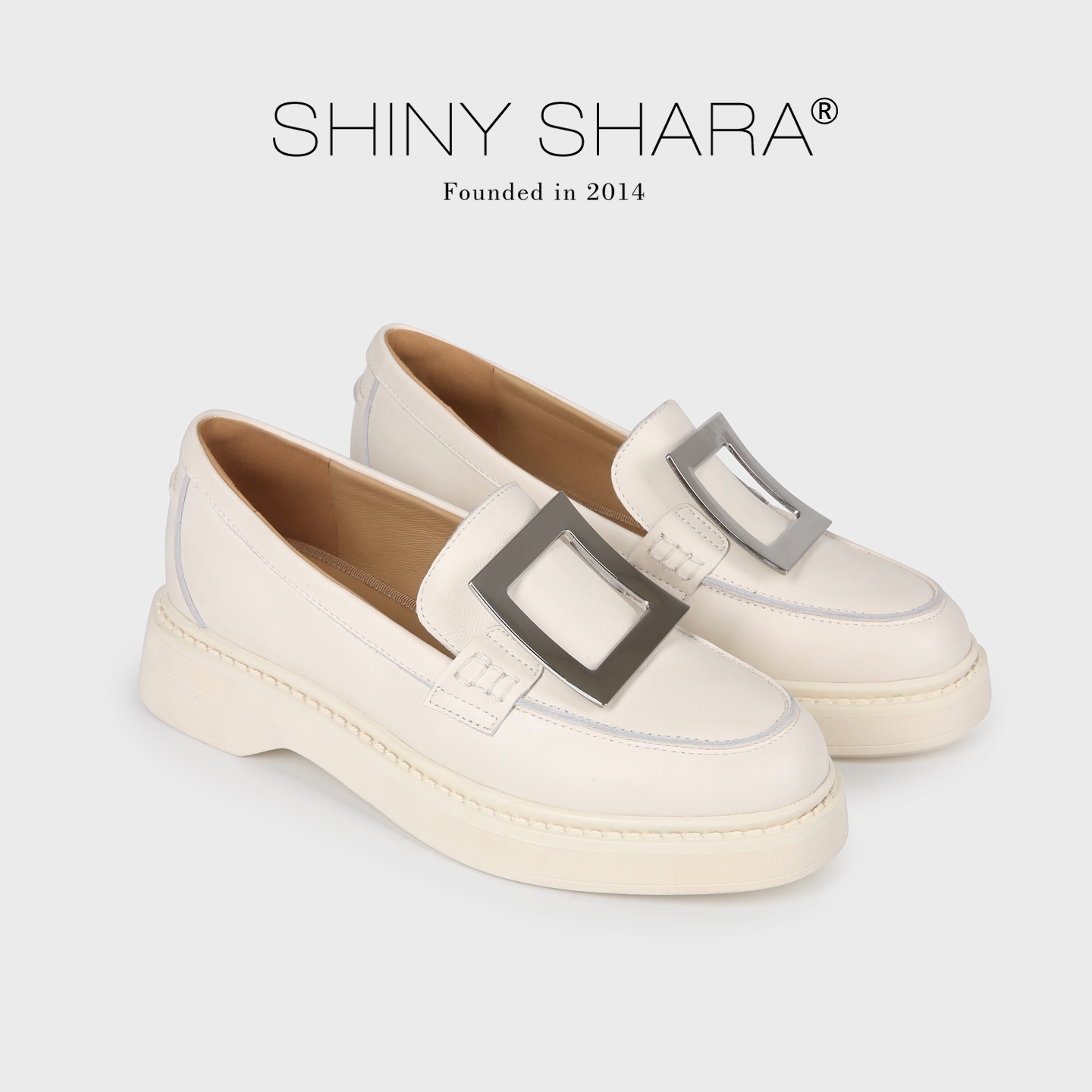 ShinyShara法式圆头厚底乐福鞋