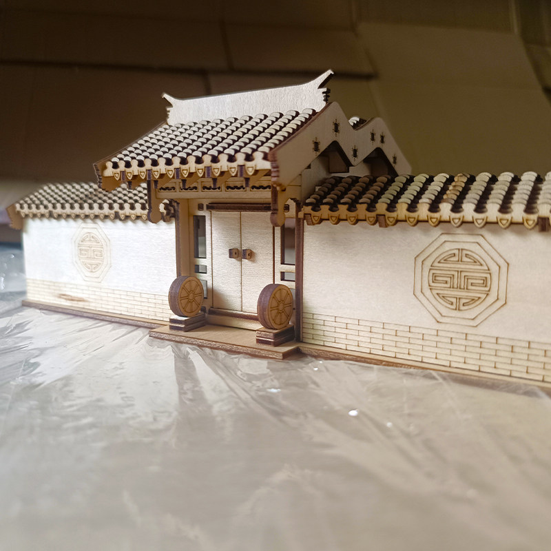 四合院系列木质拼装垂花门模型中国风古建教学教具研学活动拼图