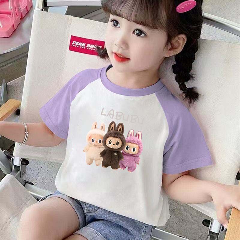拉布布衣服女童短袖t恤2026新款儿童插肩超好看100纯棉半袖夏装薄
