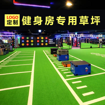 健身房草坪私教体适能人造草坪白线条跑道工作室仿真假草坪地毯