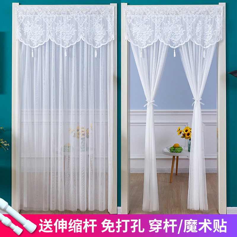 高级感高颜值双层蕾丝纱门帘