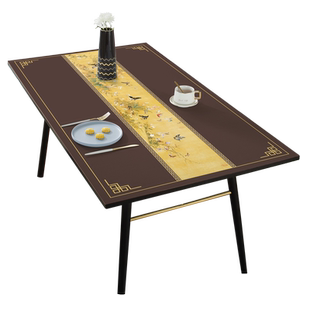 轻奢红木茶几垫PVC防水防油免洗桌布餐桌垫新中式长方形茶几台布