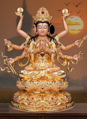 贴金斗姆像摆件道家供奉