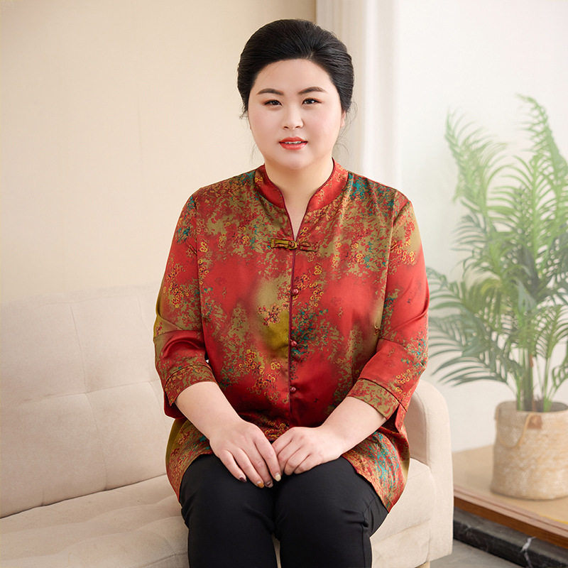 加肥加大码唐装衬衫200斤夏装