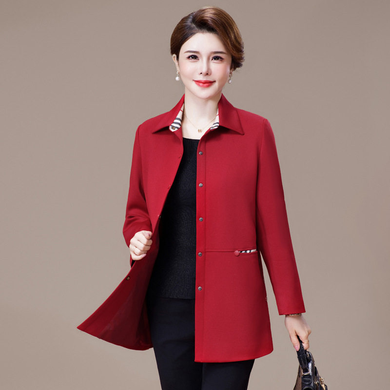 加肥加大中老年人女装特大码妈妈春装外套200斤新款胖MM风衣中年