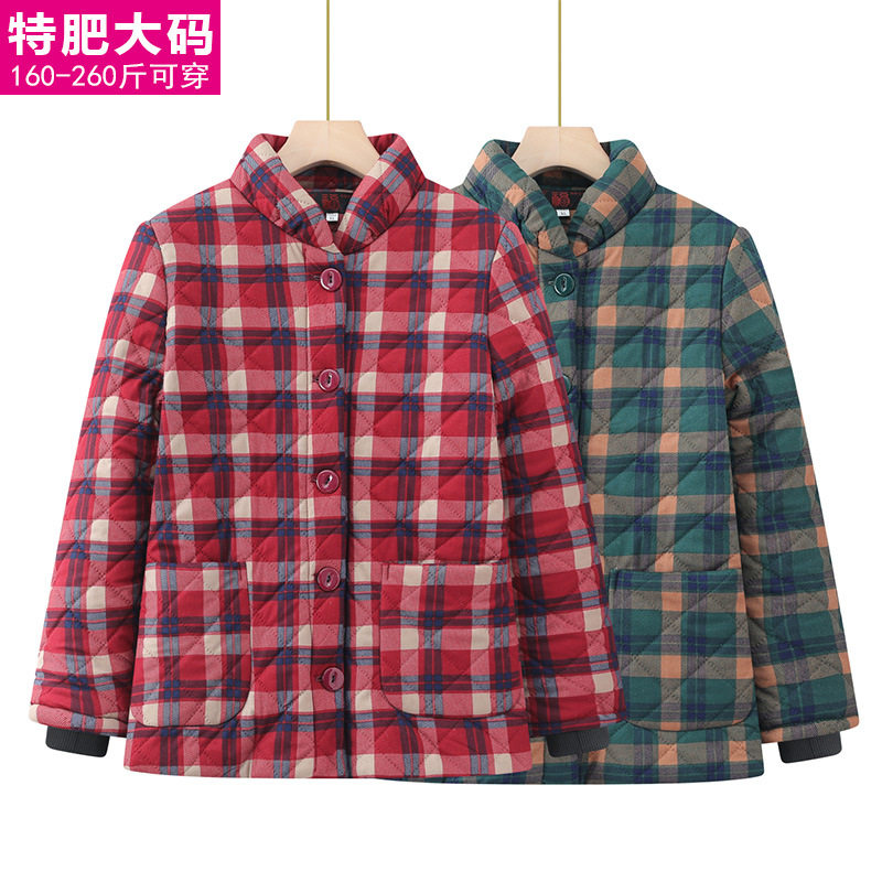 200斤胖妈妈冬装棉服外套宽松