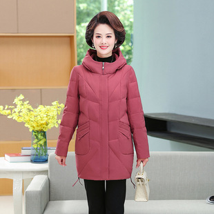 加肥加大码羽绒服冬装200斤中老年女装妈妈装中年白鸭绒300斤保暖