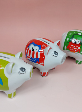 外贸陶瓷手绘动物存钱罐