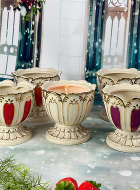 陶瓷八吉祥莲花造型灯烛台
