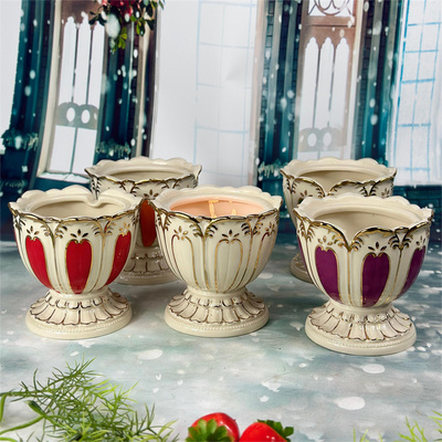 陶瓷八吉祥莲花造型灯烛台