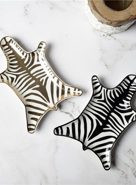 瑕疵特价 出口陶瓷JA jonathan adler 碟子珠宝展示盘斑马设计师