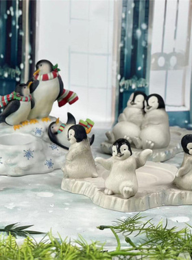 patrylite外贸陶瓷企鹅圣诞烛台