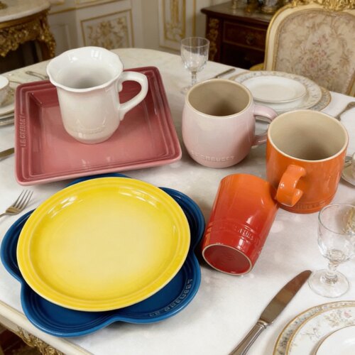 外贸陶瓷餐具酷+彩法式彩虹渐变家用马克杯咖啡杯茶杯方形盘圆盘