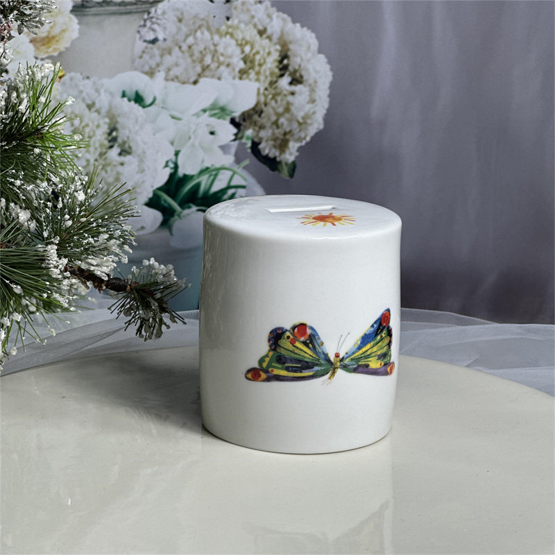 出口陶瓷英国伯特美林毛毛虫蝴蝶储蓄罐存钱罐个性礼物家居装饰品