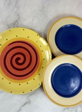 外贸订单陶瓷pfaltzgraff格拉芙手绘餐具家用装饰平盘8寸牛排盘