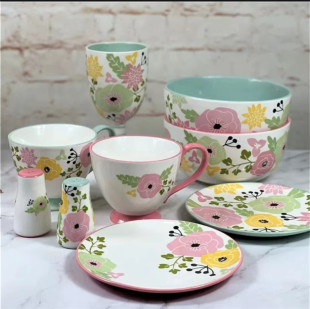 家居盘子杯子碗 贴花彩绘田园风格 家居厨房 出口餐具 外贸陶瓷