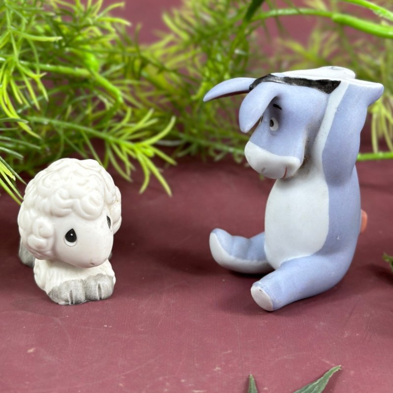 外贸出口陶瓷水滴娃娃配件迪士尼屹耳驴小白羊装饰品摆件儿童礼物
