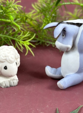外贸出口陶瓷水滴娃娃配件迪士尼屹耳驴小白羊装饰品摆件儿童礼物