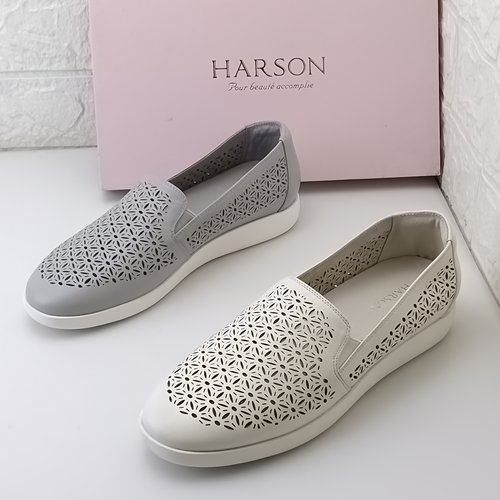 夏季单鞋白色哈森品牌正品圆头