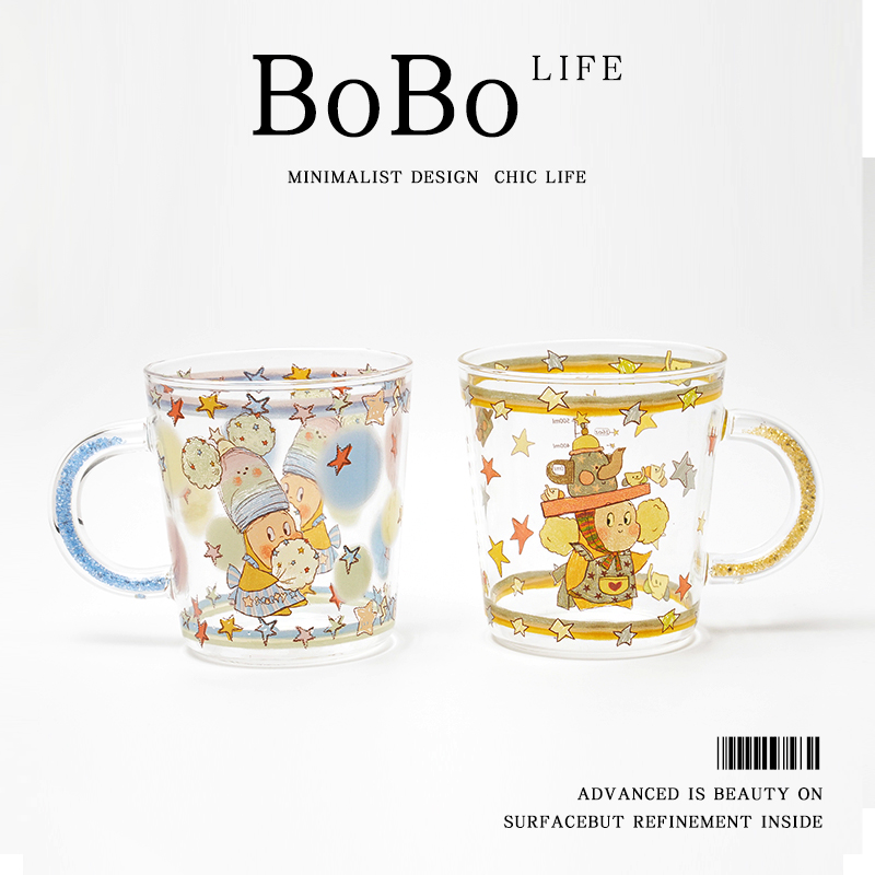 BOBO星星人钻石手柄高硼硅玻璃杯