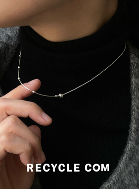 RECYCLE / 不对称圆珠蛇骨链 S925银项链简约小众ins冷淡风设计感