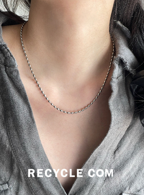 RECYCLE / 银色珠珠项链 简约韩版日常百搭金属质感冷淡风锁骨链