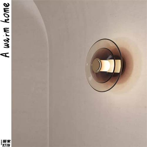 创意卧室床头书房过道led灯简约现代金属玻璃壁灯北欧后现代客厅