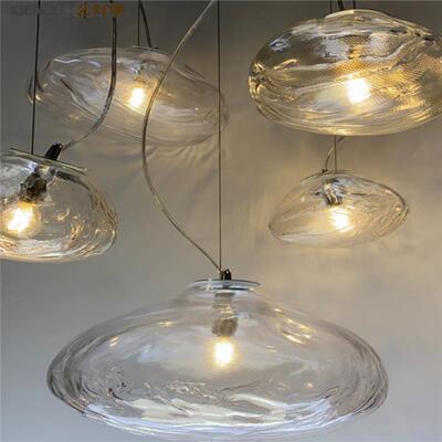 设计师个性异形酒吧楼梯挑空玻璃云朵艺术简约装饰餐厅单头小吊灯