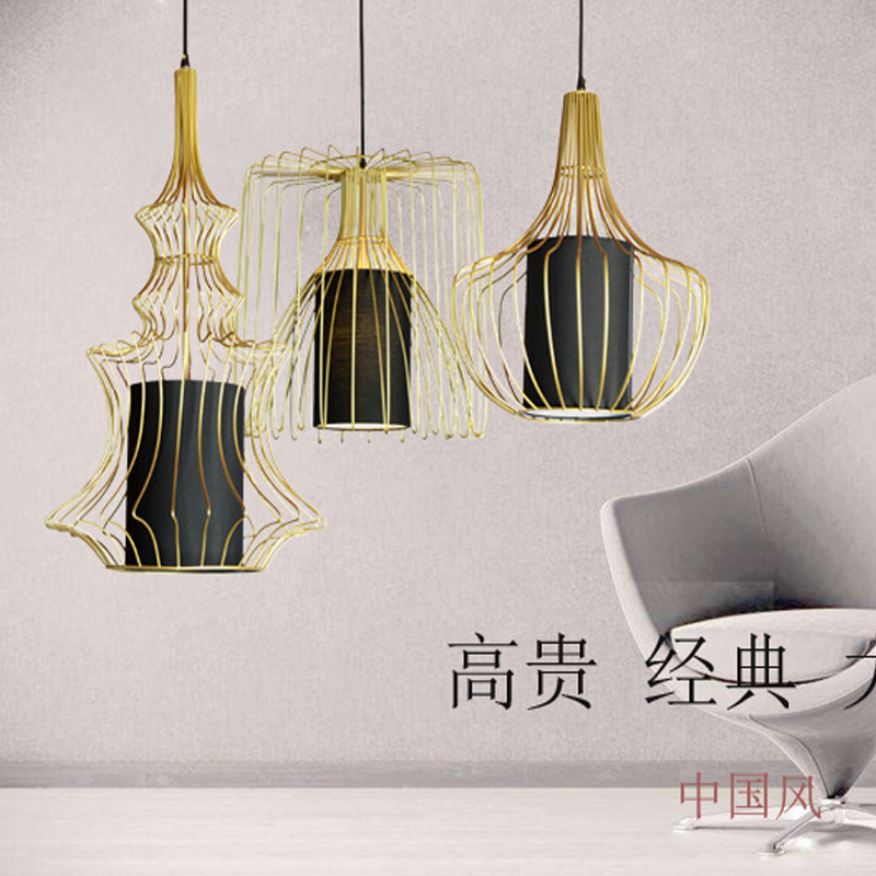 简约铁艺鸟笼吊灯复古设计师创意个性餐厅客厅酒吧新中式loft灯具