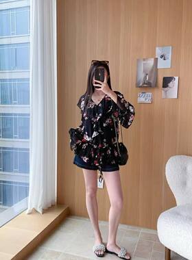 【明星同款】莫奈少女都铎玫瑰荷叶边宽松法式油画衬衫
