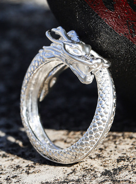 国潮祥龙本命年生肖龙鳞纹戒指