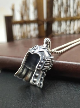 复古将军候王银头盔甲吊坠汉元素