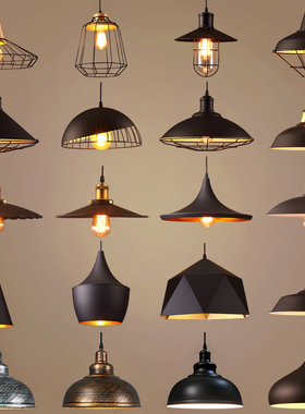 工业风复古餐厅铁艺吧台吊灯loft创意个性单头餐饮饭店怀旧小灯罩