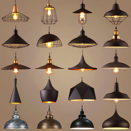 工业风复古餐厅铁艺吧台吊灯loft创意个性单头餐饮饭店怀旧小灯罩