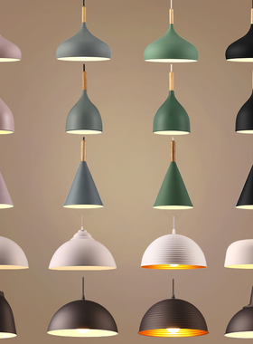 简约个性北欧风餐厅吊灯创意设计民宿照明铝灯罩自助餐商铺吊线灯