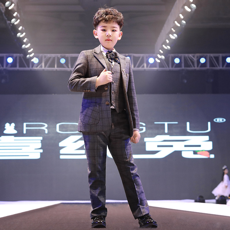 儿童西装套装男2022新款秋冬花童男童礼服走秀主持人小西服演出服