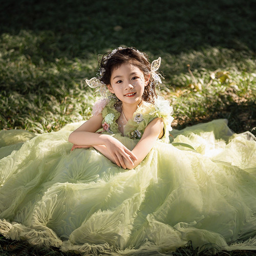 喜绒兔演出女童花朵森系仙子礼服