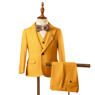 喜绒兔男童黄色西装礼服套装