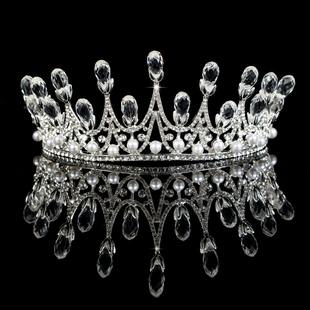 喜绒兔女童礼服皇冠儿童头饰圆形皇冠头箍王冠公主演出服生日饰品