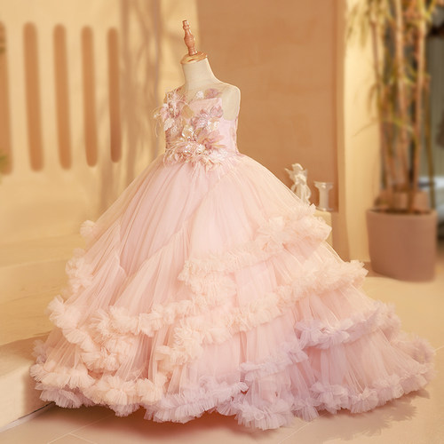 喜绒兔高端礼服女童婚纱轻奢拖尾