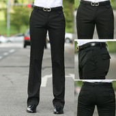 韩版 青年流行免烫修身 休闲男裤 男生新品 原创黑色直筒西装 裤 长裤