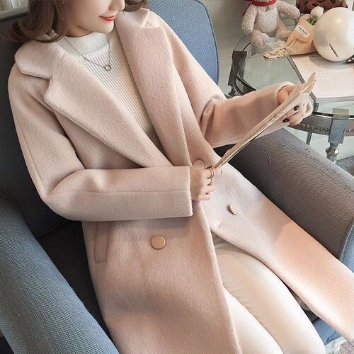 加棉加厚毛呢外套女中长款