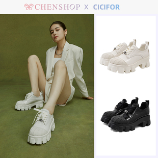 百搭CHENSHOP设计师品牌 绑带厚底单鞋 时空留痕牛津鞋 CICIFOR时尚