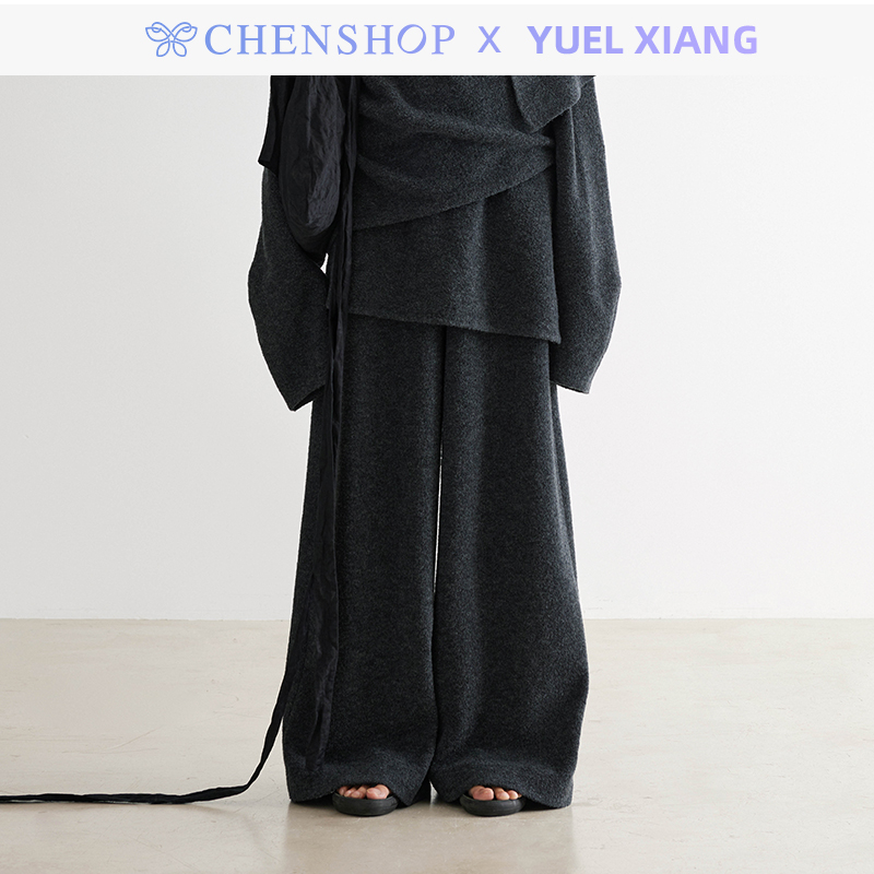 多层侧开衩颗粒毛裙裤